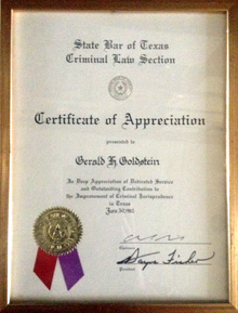 State Bar of Texas Criminal Law Section - Appreciation of Service